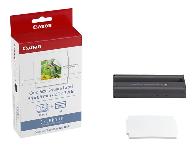 Canon Kc-18Is - (18 Ark Kassette Og Papirsæt Til Print-Bånd - For Canon Selphy Cp1000, Cp1200, Cp1300, Cp820, Cp900, Cp910