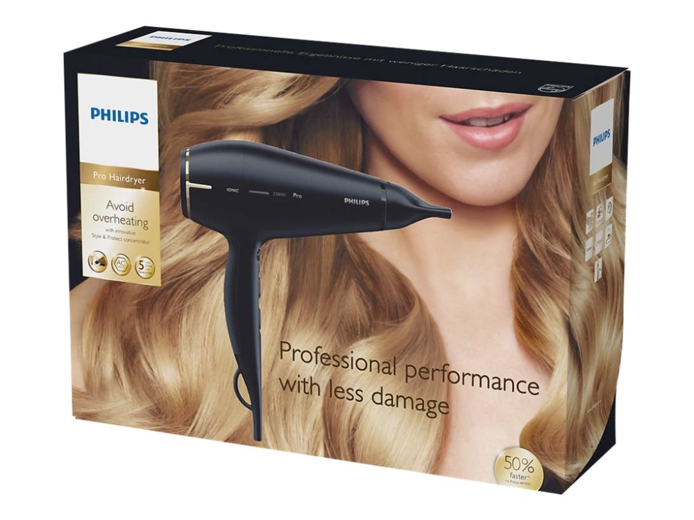 Philips Prestige Pro HPS920/00 hårtørrer 2300 W med ionfunktion, sort/guld