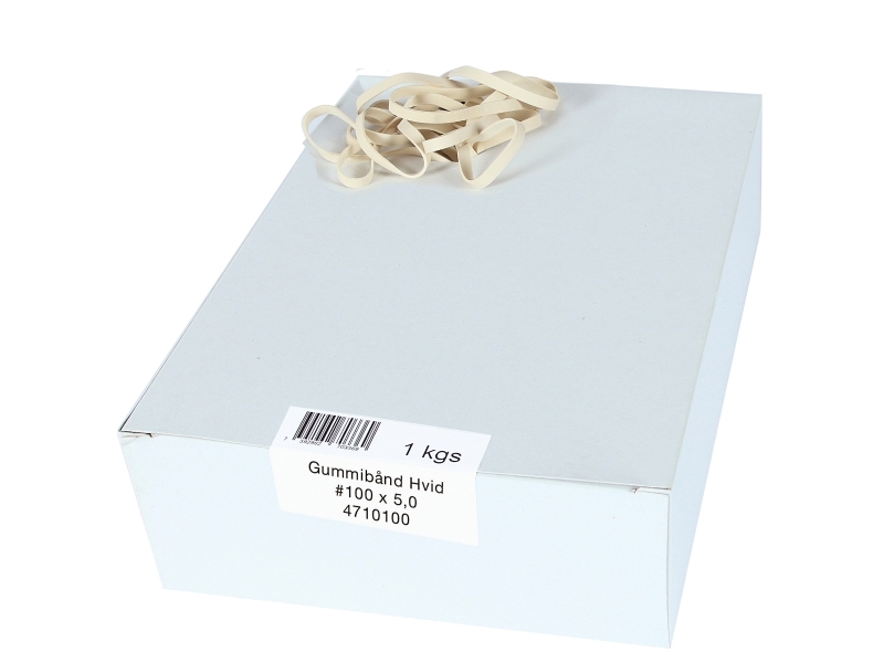 Gummibånd, 100 x 5 mm, hvide, 1.000 g | Papper & Emballage - Förpackning - Garn & Resårer | GameStuff