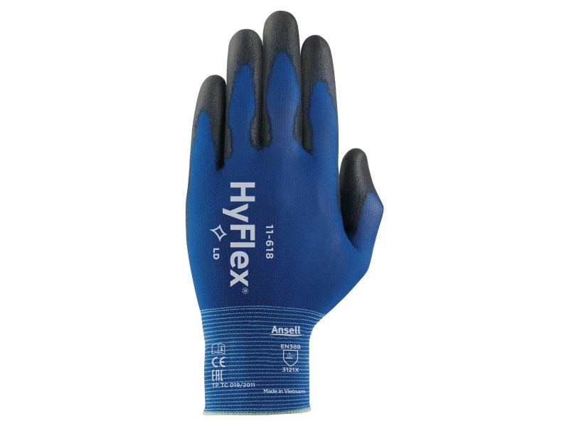 Arbejdshandsker Ansell Hyflex 11-618, blå, str. 8, pakke a 12 par