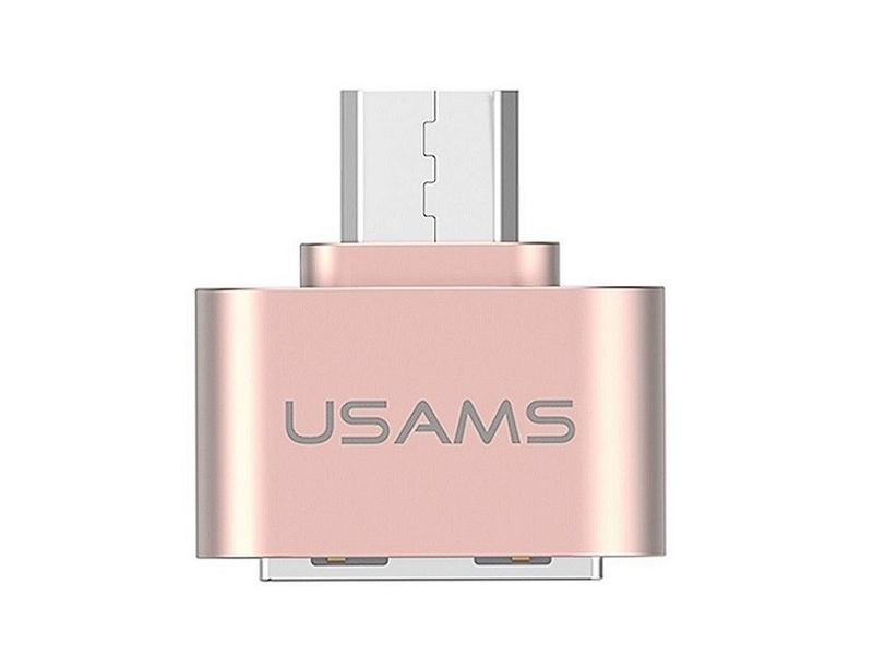 Usams Micro Usb Til Usb Otg 2.0-Adapter Pink-Guld Us-Sj009 -Otg02