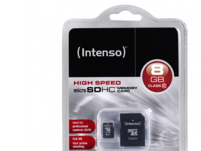 Intenso Class 10 - Flashhukommelseskort (Microsdhc Til Sd Adapter Inkluderet) - 8 Gb - Class 10 - Microsdhc