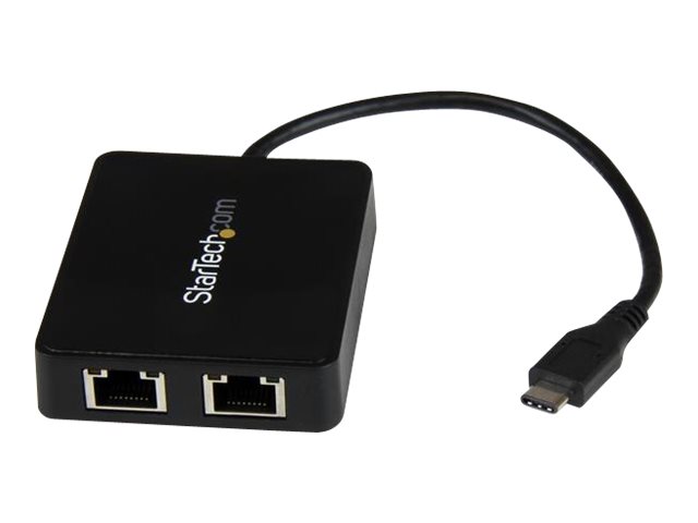 Startech.Com Usb-C Auf Dual-Gigabit Ethernet Adapter Mit Usb (Typ-A) Anschluss, Kabelgebunden, Rj-45, Usb, 5000 Mbit/S, Schwarz