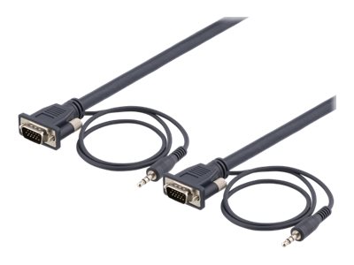 Deltaco Rgb-903 - Vga- / Lydkabel - Hd-15 (Vga), Mini-Phone Stereo 3.5 Mm (Han) Til Hd-15 (Vga), Mini-Phone Stereo 3.5 Mm (Han) - 3 M - Tommelskruer