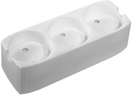 Verstärkte Steckdose Mit 3 Ausgängen, Ohne Erdung, 16A 250V Ip20, Polycarbonat - Farbe Weiß