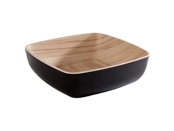 Skål Frida 0.85 ltr 16.5x16.5x5.5 cm Melamin Svart/Träd look,1 st | Bordssättning - Par - Bollar | GameStuff
