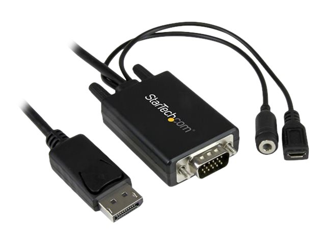 Startech.Com 6 Ft / 2M Displayport To Vga Adapter Cable With Audio - Displayport Adapter - Displayport (Han) Til 15 Pin D-Sub (Db-15), Mini-Phone Ste