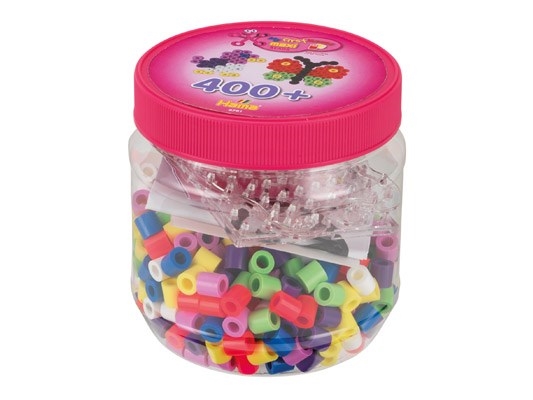 Hama Maxi Perlen 400 Perlen+2 Plättchen In Rosa Dose