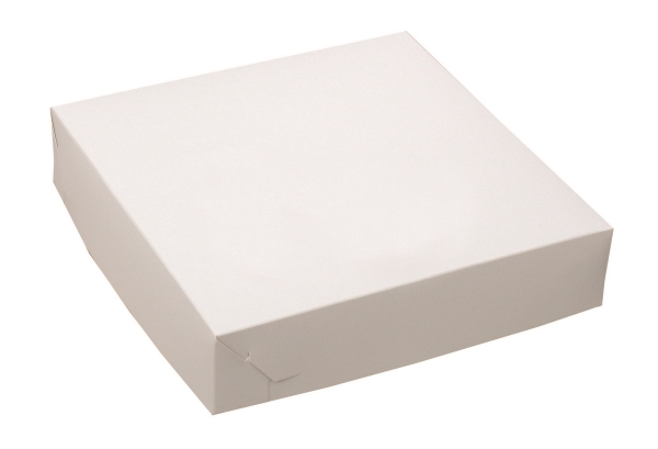 Kageæske fold selv nr 3 L230xB230xH50mm pap hvid,250 stk/krt