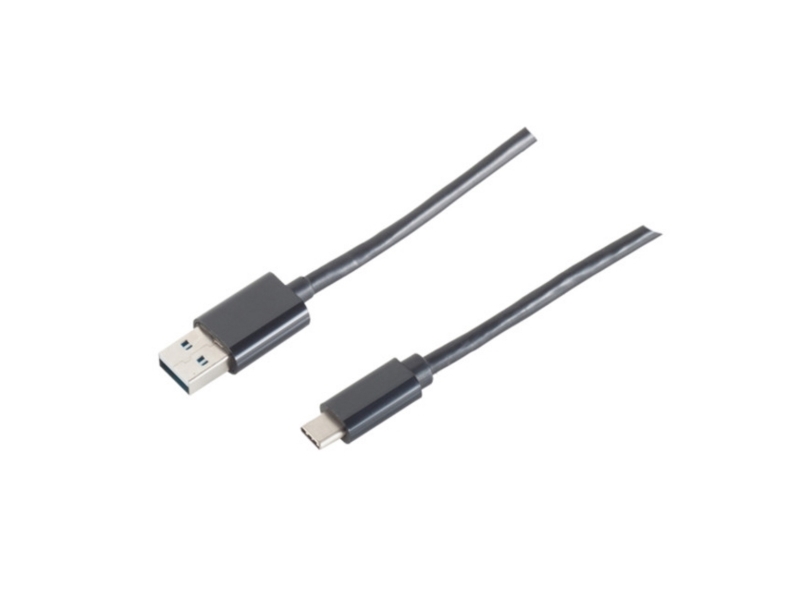 S-Conn 14-10005, 1 M, Usb A, Usb C, Usb 2.0, Sort