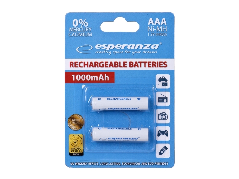 Esperanza Ni-Mh Aaa Batterier 1000Mah 2 Batterier Balta