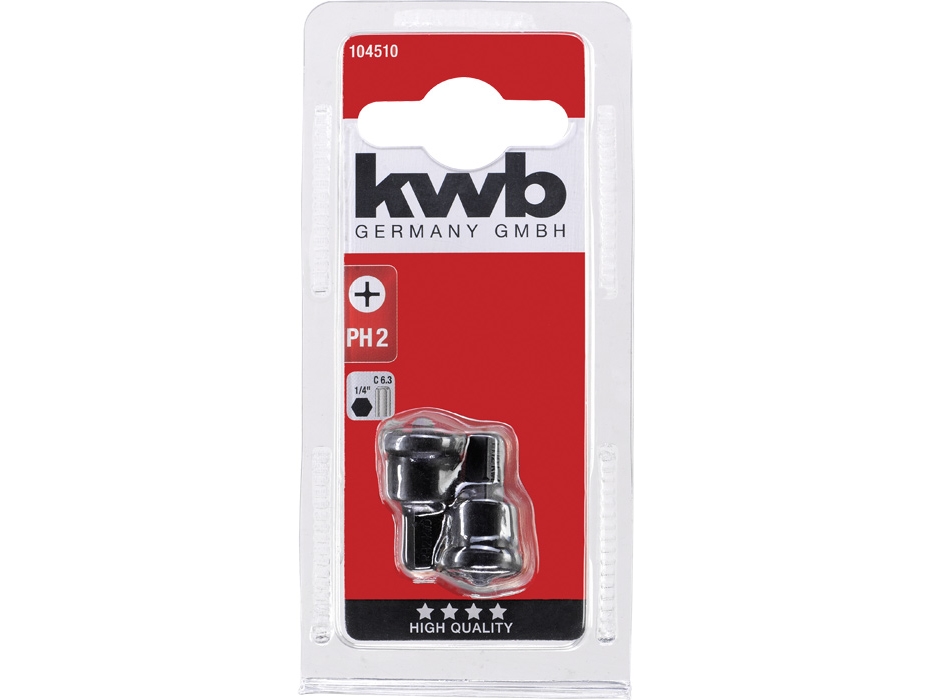 Kwb 104510, 2 Stk, Phillips, Ph 2, 25,4 / 4 Mm (1 / 4"), Sekskantet