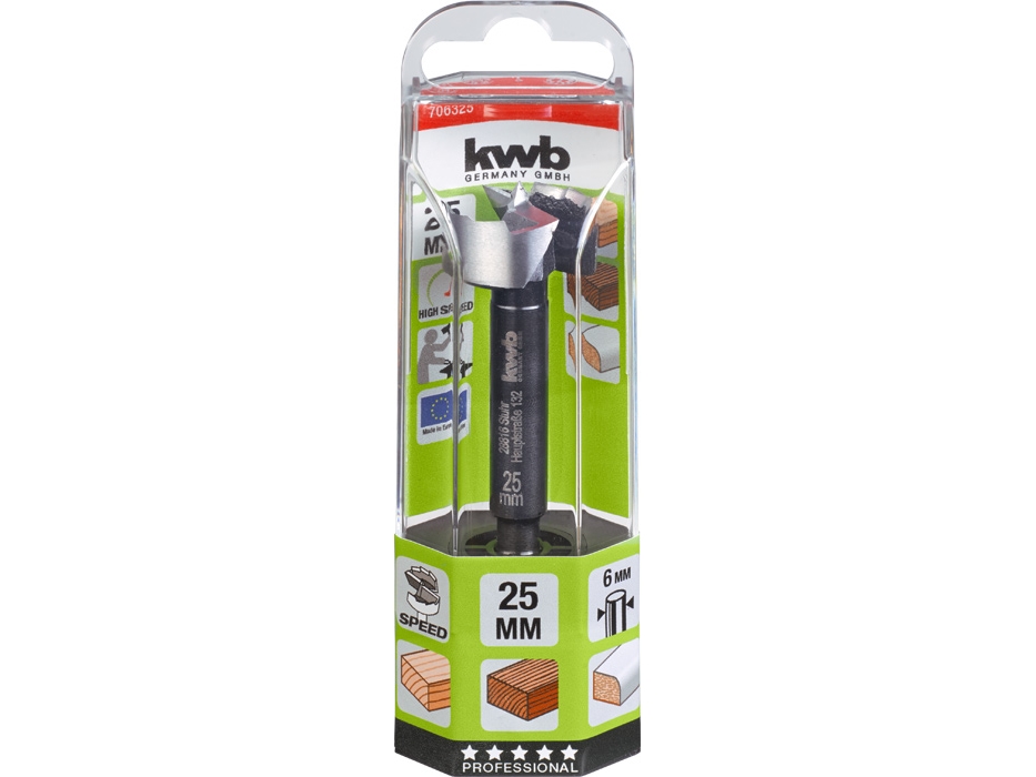 Kwb 706316, Boremaskine, Centreringsborbit, 1,6 Cm, Hårdt Træ, Mdf, Blødt Træ, Blister, 1 Stk