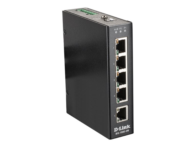 D-Link Dis-100E-5W, Unmanaged, L2, Fast Ethernet (10/100), Vollduplex, Rack-Einbau, Wandmontage