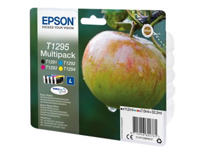 Epson Apple T1295 Apfel Durabrite Ultra Multipack 4 Farben Tinte, Low Yield, Schwarz, Cyan, Magenta, Gelb, 11,2 Ml, 7 Ml, 1 Stück(E), Multipack