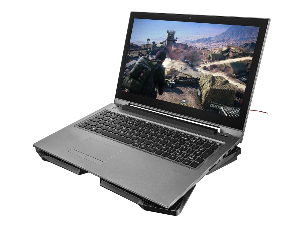 Trust GXT 278 PC Laptop Cooler med sejt LED lys. 4 blæsere og højdejustering. Rød.