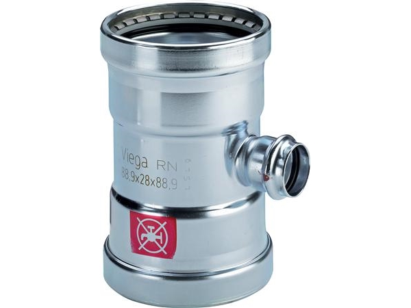 VIEGA Prestabo tee 76x42x76mm af ulegeret stål SC-contur | VVS Artiklar - Rör & Kopplingar - Tryckrör och rördelar | GameStuff