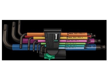 Wera 950/9, L-Formet Unbrakonøgle, Metric, 9 Stk, Plast, Rustfrit Stål, Sort Oxidering