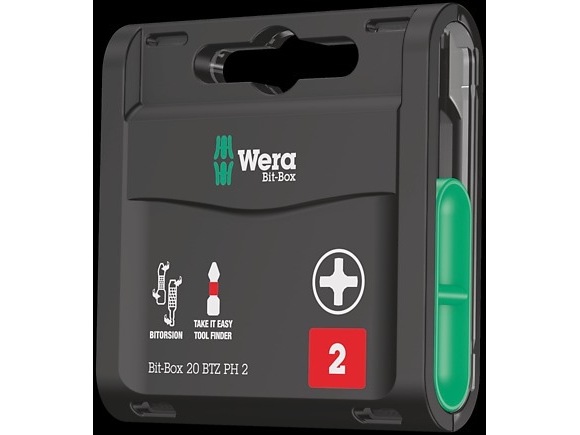 Wera Bit-Box 20 Btz Ph, 20 Stück(E), Kreuz, Ph 2, Metall, Kunststoff, 20X Ph 2X25 Mm, Ce