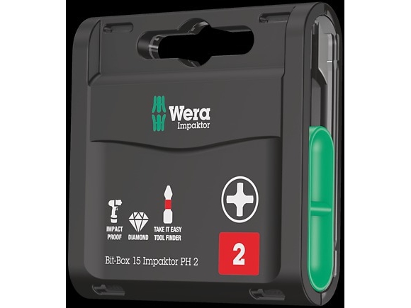 Wera Bit-Box 15 Impaktor Ph, 15 Stück(E), Sechskant (Imperial), Ph 2, Metall, Kunststoff, 15X Ph 2X25 Mm, Ce