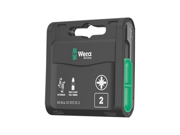 Wera Bit-Box 20 Btz Pz, 20 Stk., Hexadecimal (Metrisk), Pz 2, Metal, Plast, 20X Pz 2X25 Mm, Ce