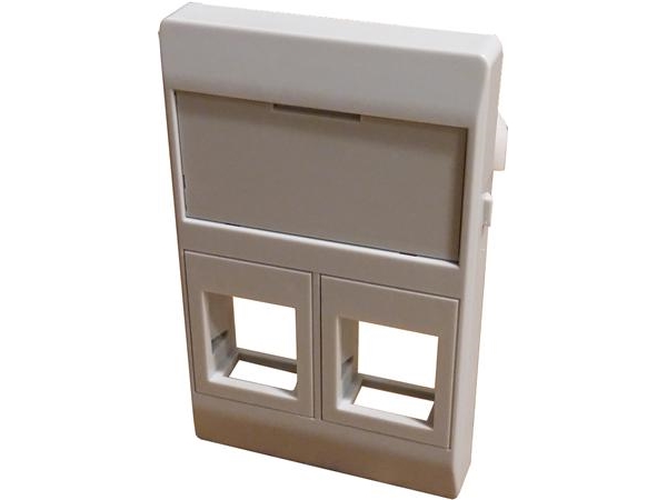 Dataudtag, lige - 1½ modul Type F, for 2 stk. Csslr plus keystone konnektor, farve: lysegrå
