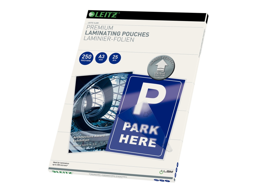 Lamineringslommer Leitz Premium A3 250 micron krystalklar - (25 stk.)