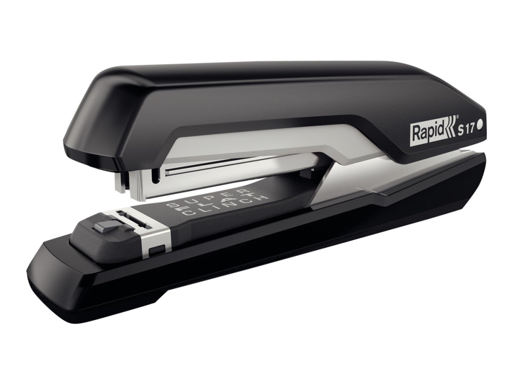 Rapid S17, 30 Blätter, Schwarz, Flacher Clinch, 26/6, Kunststoff, 6 Cm