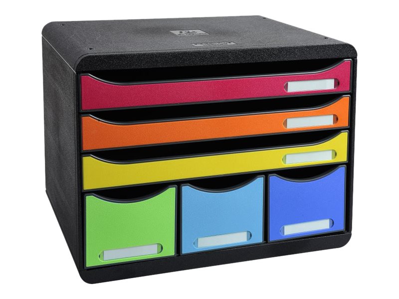 Exacompta 306798D, Kunststoff, Schwarz, Mehrfarbig, A4+, A4+, 6 Schublade(N), 270 Mm