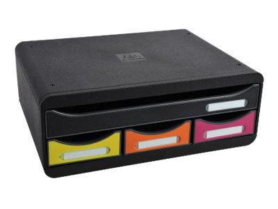 Exacompta Mini A4+ - Schubladenschrank - 4 Schubladen - Schwarz, Harlekin