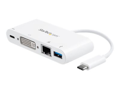 Startech Usb C Multiport Adapter, Usb-C To Dvi-D (Digital) Video Adapter With 60W Power Delivery Passthrough Charging, Gbe, Usb-A, Portable Usb Type-