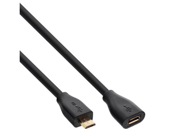 Inline 32720P, 2 M, Micro-Usb B, Micro-Usb B, Usb 2.0, Hanstik/Hunstik, Sort