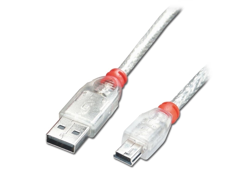 Lindy 41780, 0,2 M, Usb A, Mini-Usb B, Usb 2.0, 0,48 Gbit/Sek., Transparent