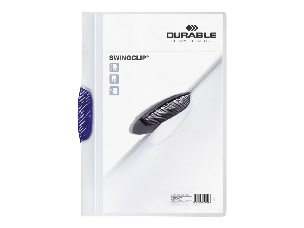 DURABLE SWINGCLIP Transparent med mørkeblå klemme Klemmefil A4 (210 x 297 mm) Transparent med mørkeblå klemme