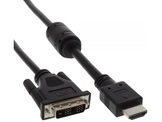 Inline Hdmi-Dvi Adapterkabel, 19Pol Stecker Auf 18+1 Stecker, Mit Ferrit, 1M, 1 M, Dvi, Hdmi, Stecker, Stecker, 5 Gbit/S