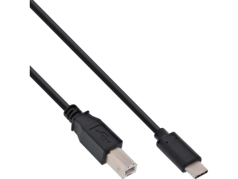 Inline 35762, 2 M, Usb C, Usb B, Usb 2.0, Hanstik/Hanstik, Sort