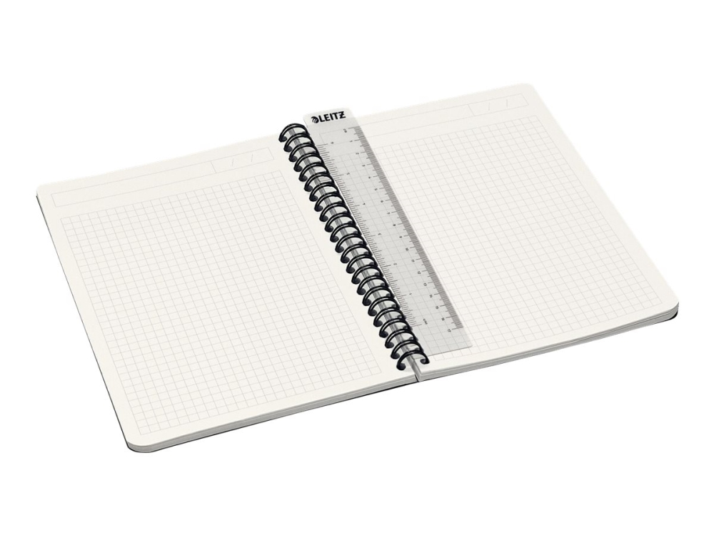Leitz Office - Notesbog - Wire-Indbundet - A5 - 90 Ark / 180 Sider - Kvadreret - Blå - Pap, Polypropylen (Pp)