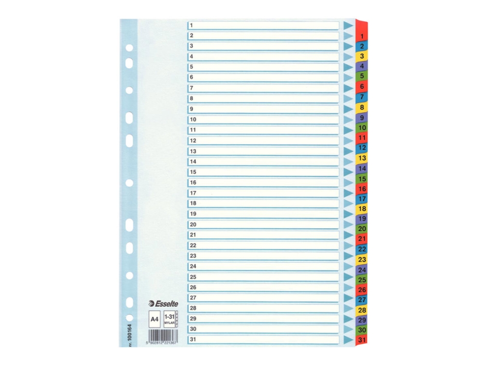 Esselte - Deler - 31 Dele - Præ-Trykt: 1-31 - For A4 (210 X 297 Mm) - Med Faneblade