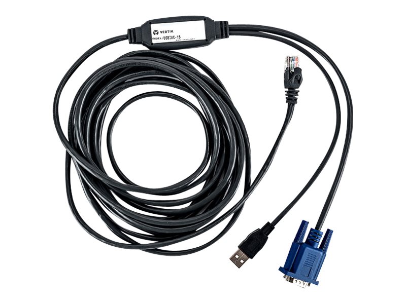 Avocent - Video / USB kabel - USB, HD-15 (VGA) (han) til RJ-45 (han) - 4.5 m - for AutoView 1400, 1500, 2000, 2020, 2030, AV3108, AV3216