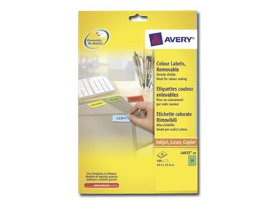 Avery L6033 - Aftageligt Klæbemiddel - Grøn - 63.5 X 33.9 Mm 480 Etikette (20 Ark X 24) Etiketter