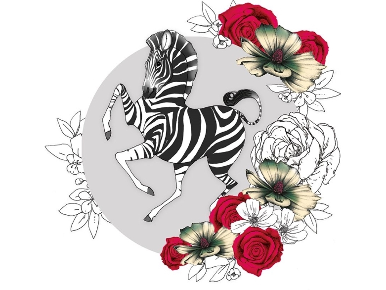 Billede af Clear Creation Swarovski Kort Firkant Zebra Blomster (Cl1425)