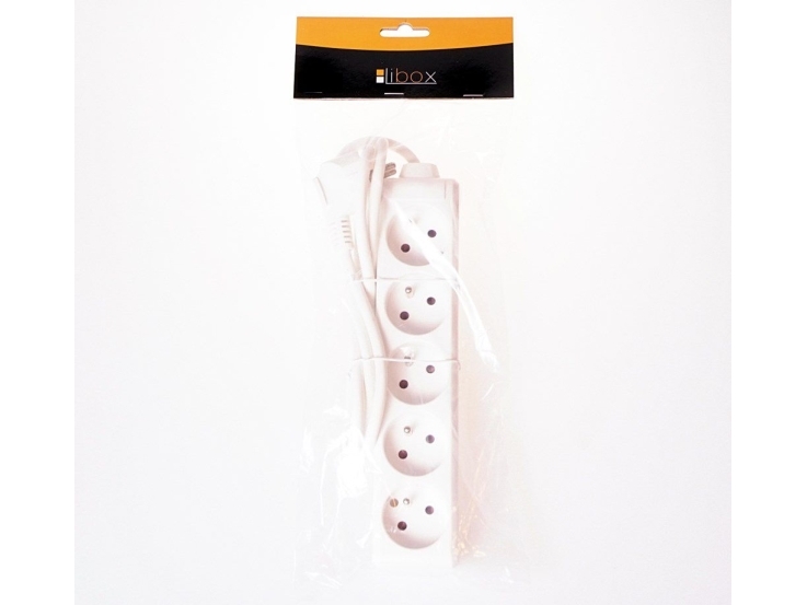 Libox Lb0084-5 Libox Forlængerliste, 5 Stik, Kabel 5 M Lb0084-5 Hvid