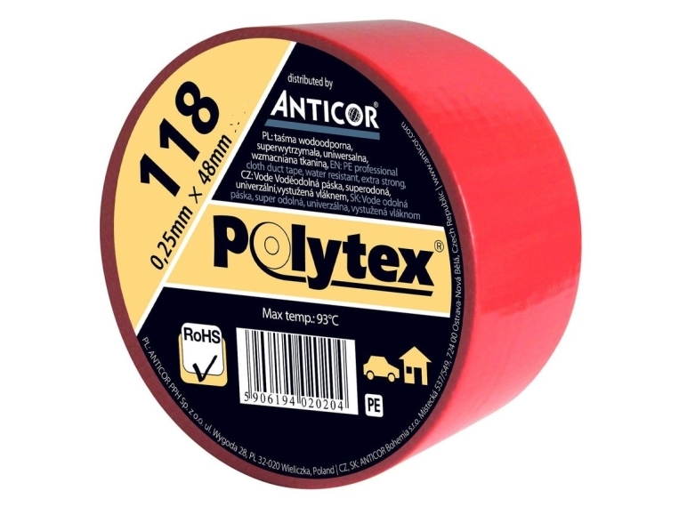 Anticor Polytex 118 tape til inddækning 48 mm 50 m rød PP-1180002-0048050