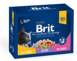 Brit Premium Cat Pouches Family Plate Poultry & Fish 12X100g