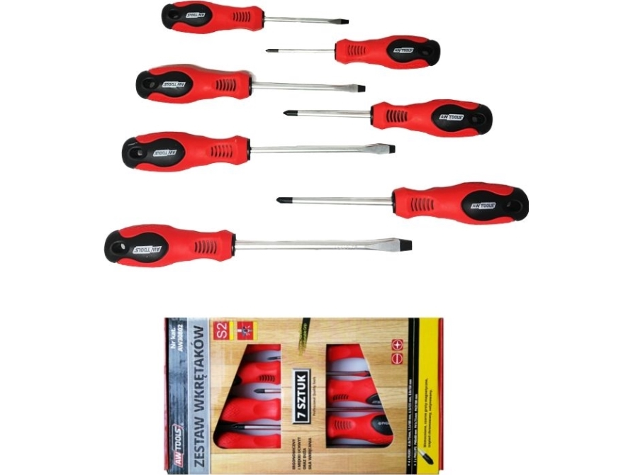 Awtools Aw30802 Sæt Skruetrækkere S2 7 Dele / 3Xsl / 2Xph / 2Xpz