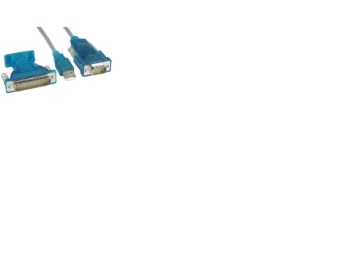 Inline Usb Zu Seriell Adapterkabel, Usb Stecker A An 9Pol Stecker, Mit Adapter, Usb Type-A, D-Sub (Db-9), 1,8 M, Blau, Transparent, Weiß