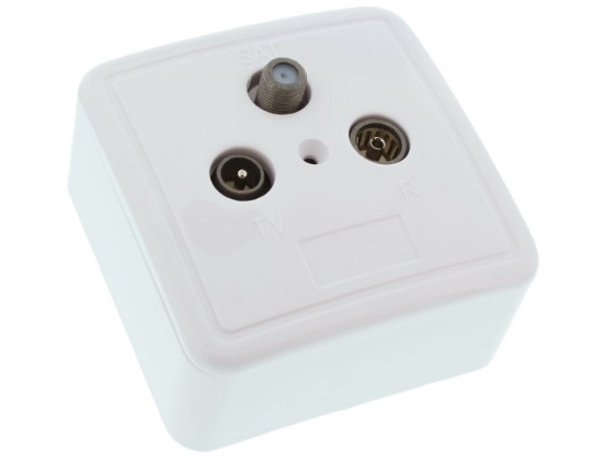 Inline Antennensteckdose + Sat, Geschirmt, Ap/Up - Set, Sat + Tv + Radio, 1 Modul(E), Weiß, 75 Mm, 75 Mm, 45 Mm
