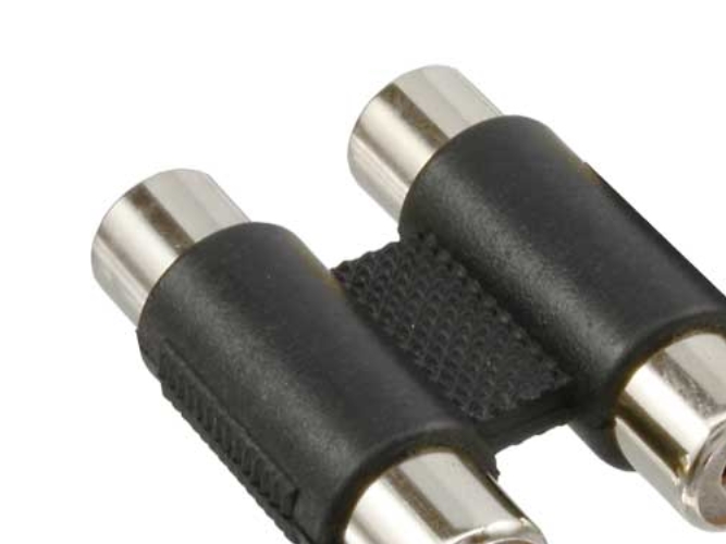 Inline Audio Adapter, 2X Cinch Kupplung, Buchse / Buchse, Cinch Female, 2Xrca, Schwarz, Silber