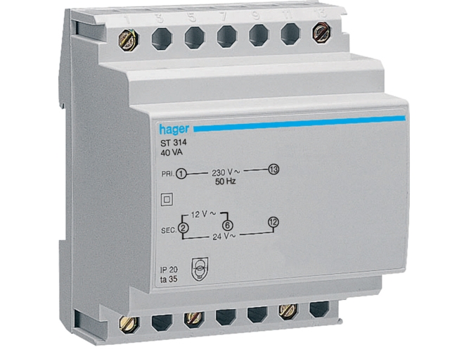 Sikkerhedstransformer 40VA 230V/12-24VAC ST314
