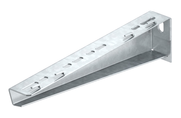 Valokannatin 210 mm:n pituisella kielekkeellä OBO-ritilätarjottimelle, Mukana pulttipaketti M10 X 25 El-sinkitty.